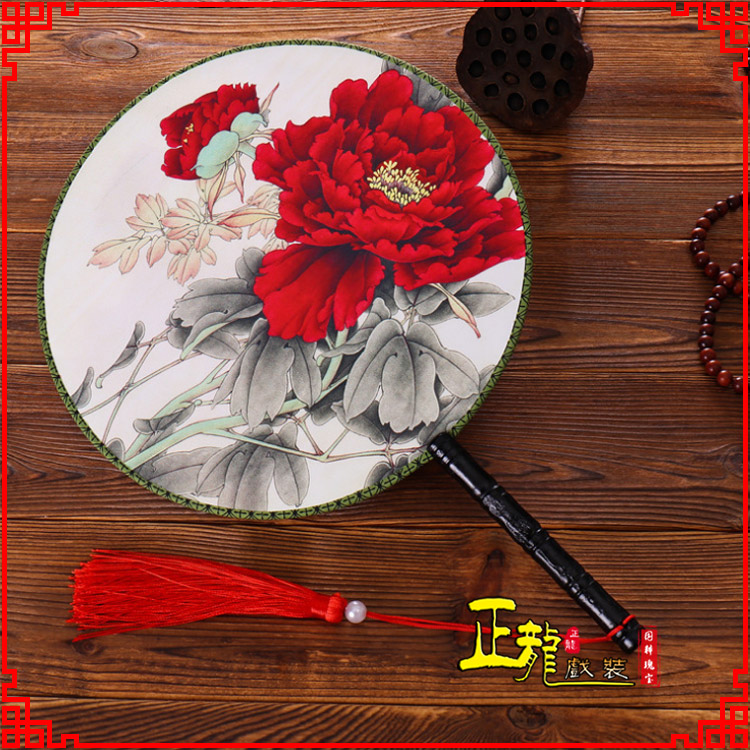 头屯河古典中国风团扇空白扇跳舞蹈扇 真丝宫扇