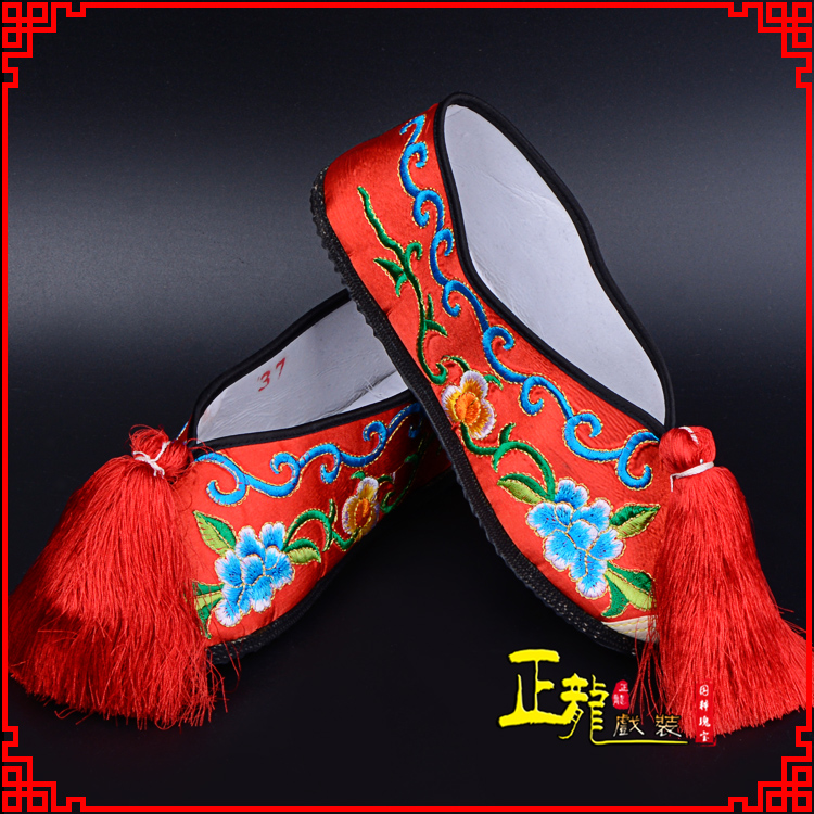 头屯河京剧越剧戏曲彩鞋花旦绣花 普平底彩鞋
